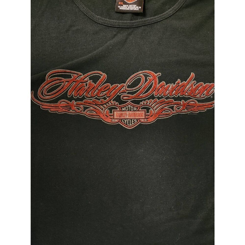 Harley-Davidson 2XL Black short sleeved t-shirt with Harley-Davidson in red velv